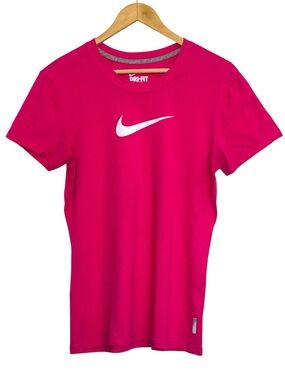 Nike Hot Pink Tee with White Logo Print